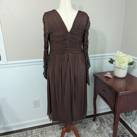 Eloquii Brown Sheer Sleeve Dress - Picture 7 of 9